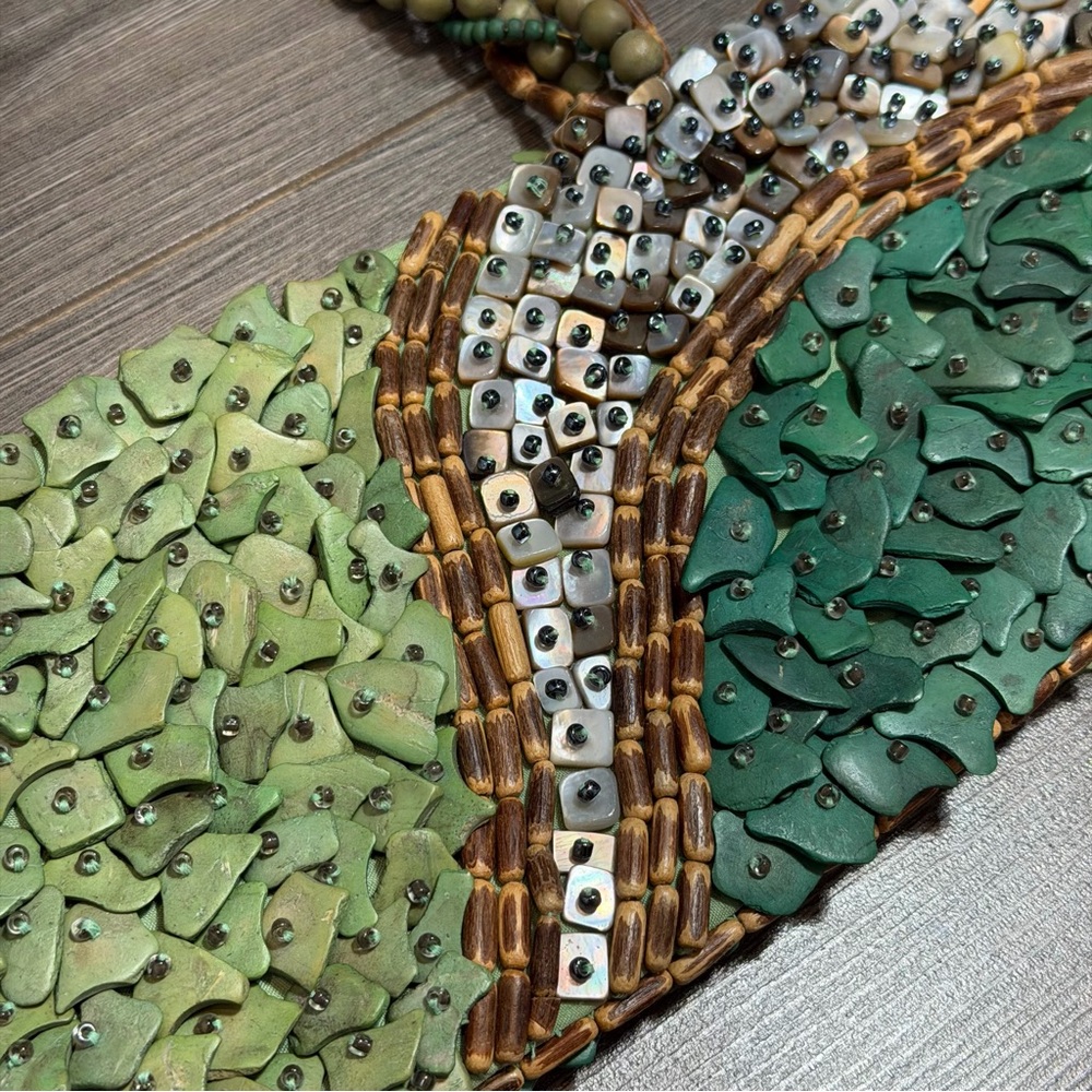 Handcrafted Beaded Green Sequin Evening Bag- BRAND NEW - Picture 4 of 5